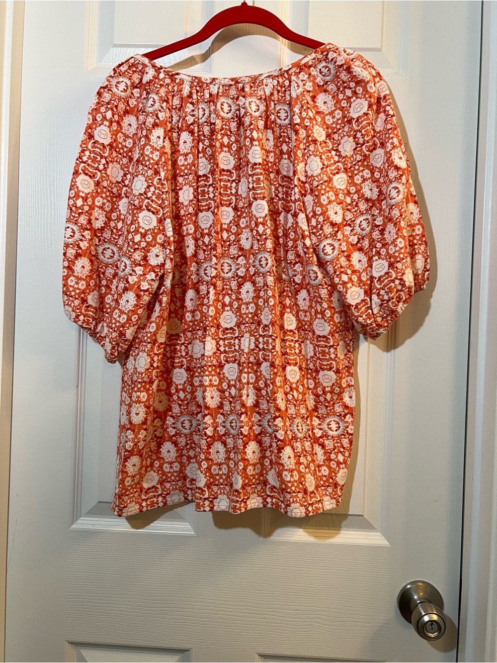 🦋 Women's Floral linen blend Peasant Tunic Top by Hester & orchid size large - Picture 4 of 5